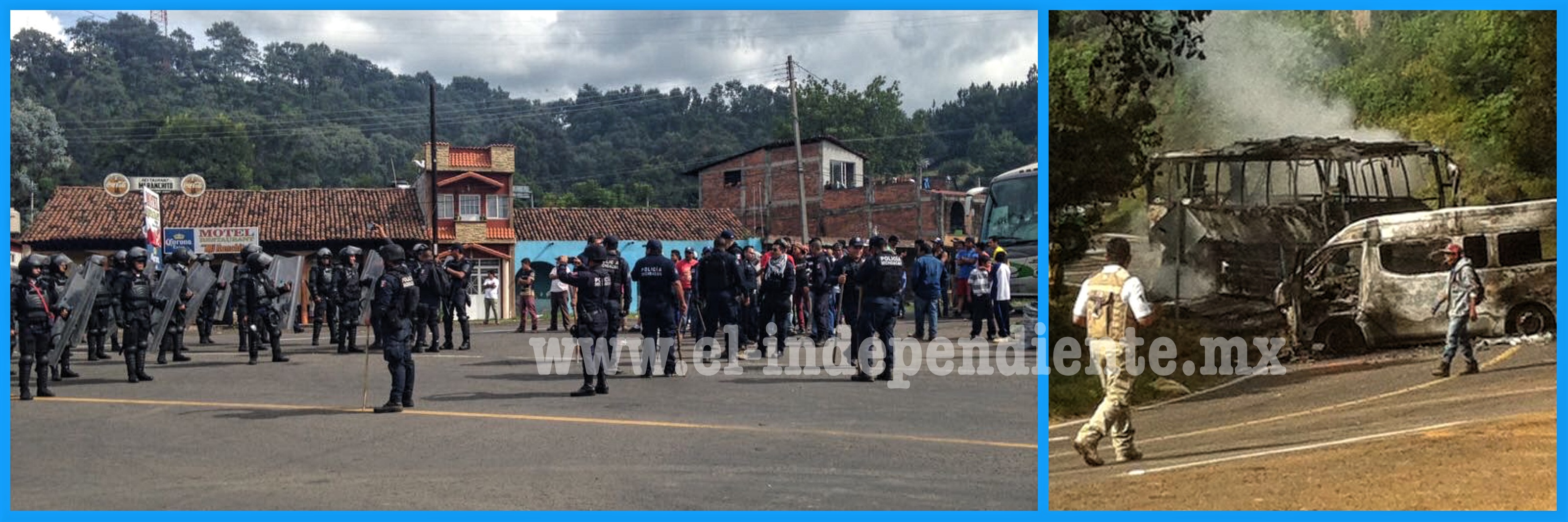 SSP detiene a 49 normalistas por bloqueo carretero, quema de dos vehículos y robo