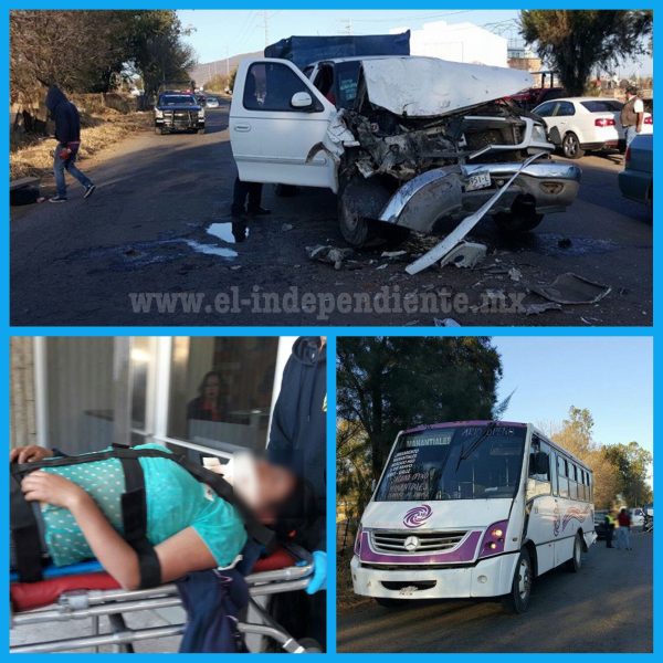 Choca camión contra camioneta en Jacona; tres campesinos heridos
