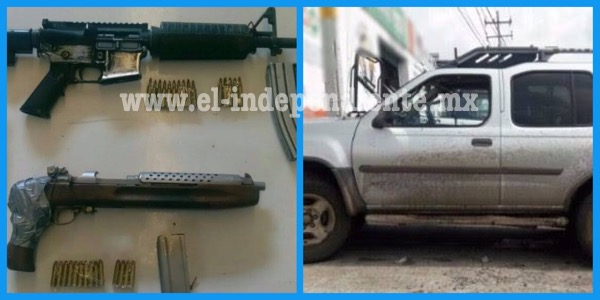 Capturan a dos con armas, droga y camioneta robada en Tangancícuaro