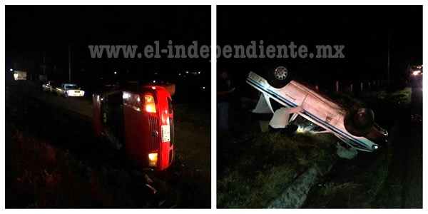 Taxi y auto particular terminan volcados tras fuerte choque, en Zamora