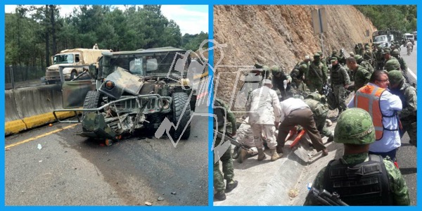 Dos militares muertos y 7 heridos al accidentarse Hummer de la Sedena