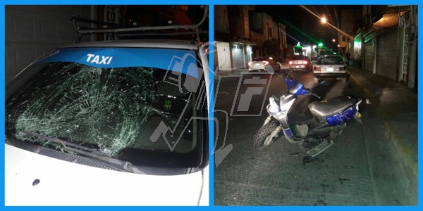 Aparatoso choque de motocicleta y taxi en Zamora