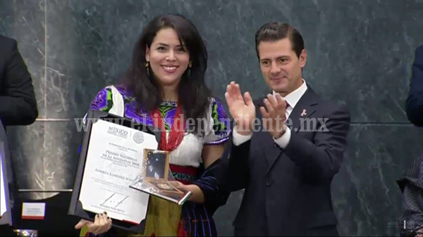 Destaca la michoacana Andrea Sánchez en Premio Nacional de la Juventud 2018