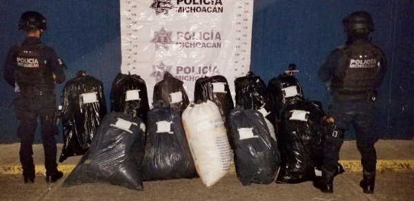 Asegura Policía Michoacán 200 kilos de marihuana en Jacona