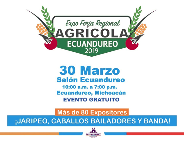 En puerta la Expo Feria Agrícola Ecuandureo 2019
