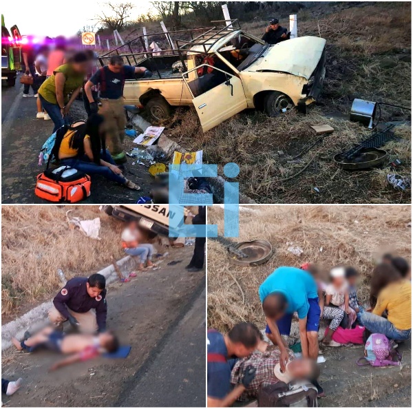 14 lesionados deja choque volcadura en Tangancicuaro