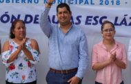 Alcalde Rafael Melgoza  inauguró aulas en Buenavista, Tangancícuaro
