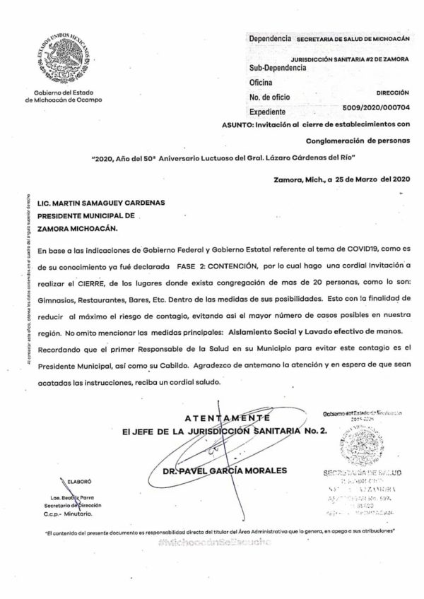 Ordenan cierre de bares, restaurantes y gimnasios por COVID: Jurisdicción Santaria