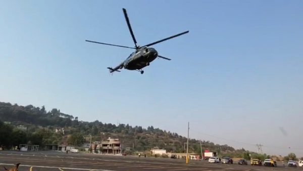 Arriban helicópteros para apoyar en atención al incendio en cerro de “El Cacique”