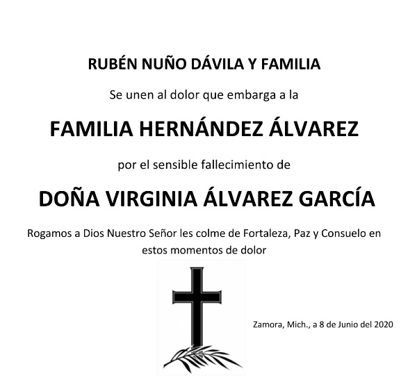 RUBÉN NUÑO DÁVILA Y FAMILIA  Se unen al dolor que embarga a la  FAMILIA HERNÁNDEZ ÁLVAREZ