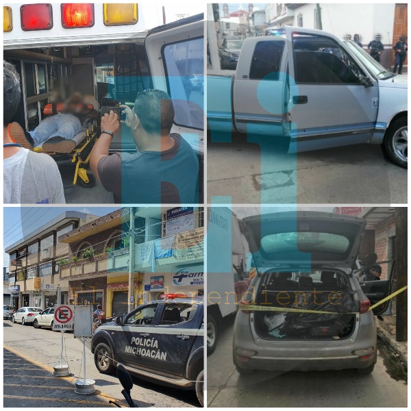 Pistoleros atacan a chofer de camioneta y se desata balacera en el Centro de Tangancícuaro