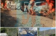 Se enfrentan delincuentes en Atacheo; hay dos muertos y camionetas calcinadas