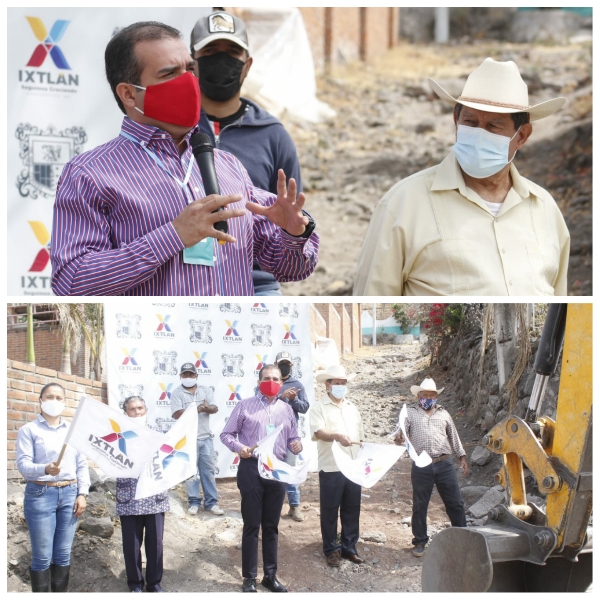 Ángel Macías da banderazo de arranque a construcción de calle en Camucuato
