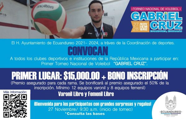 Gobierno de Ecuandureo convoca al Primer Torneo Nacional de Voleibol en el municipio