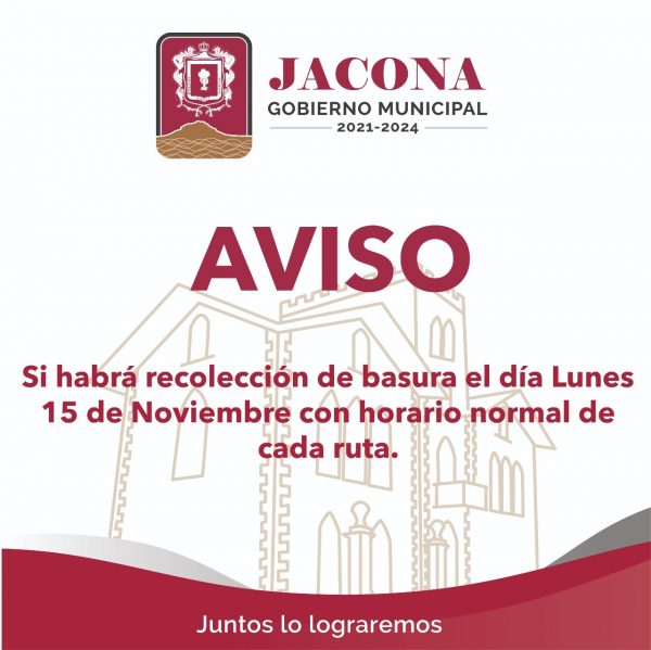 En Jacona si habrá servicio de recolección de basura el 15 de noviembre día festivo