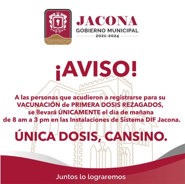 Mañana es el único día para la aplicación de la vacuna anticovid para rezagados en Jacona