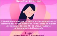 Mastografías gratis en Jacona, gracias a coordinación entre presidencia municipal y secretaria de salud
