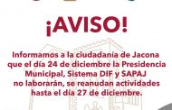 No habrá labores en Alcaldía de Jacona