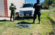 Tras reforzamiento en Zamora, SSP y Sedena aseguran arma de fuego, droga y vehículo con reporte de robo en el Ojo de Agua