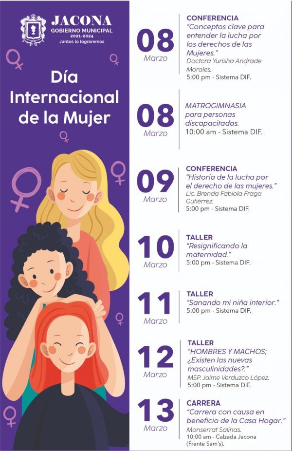 Diversas actividades presentarán en Jacona con motivo del Día Internacional de la Mujer