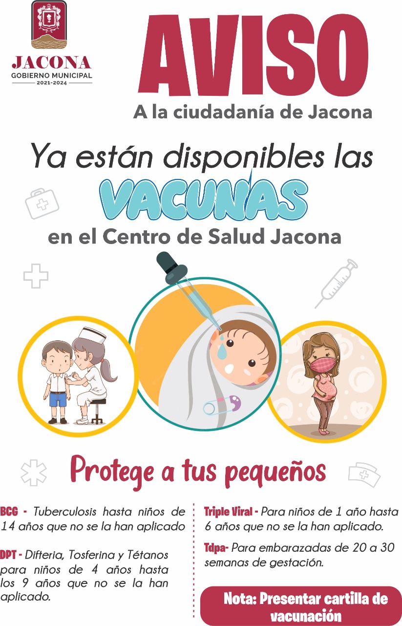 Promueven en Jacona la vacunación de recién nacidos hasta los 14 años, dosis para los primeros años de vida