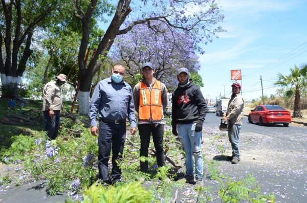 Gobierno de Jacona realiza acciones preventivas en la Calzada Jacona-Zamora.