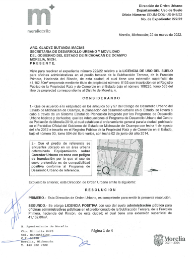 Autoriza Ayuntamiento de Morelia licencia para instalación de oficinas del IMSS, señala Bedolla