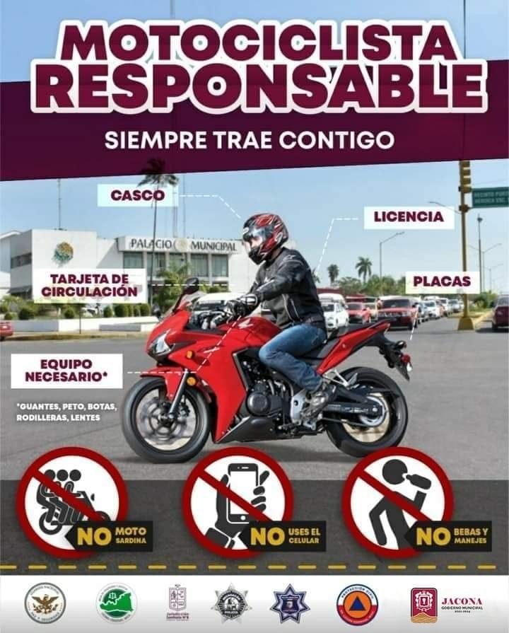 Gobierno de Jacona realiza recomendaciones a motociclistas