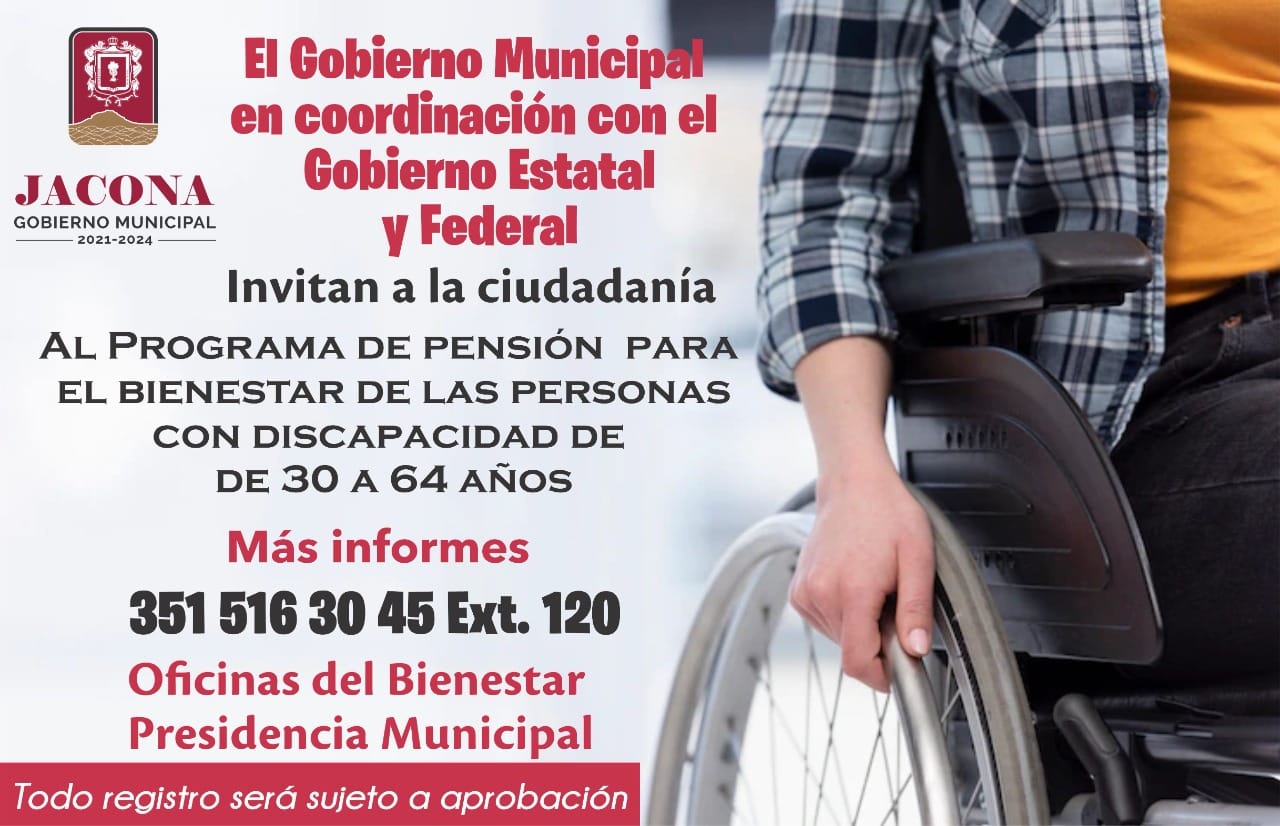 Gobierno de Jacona reitera invitación a personas con discapacidad total a inscribirse a la pensión del Bienestar