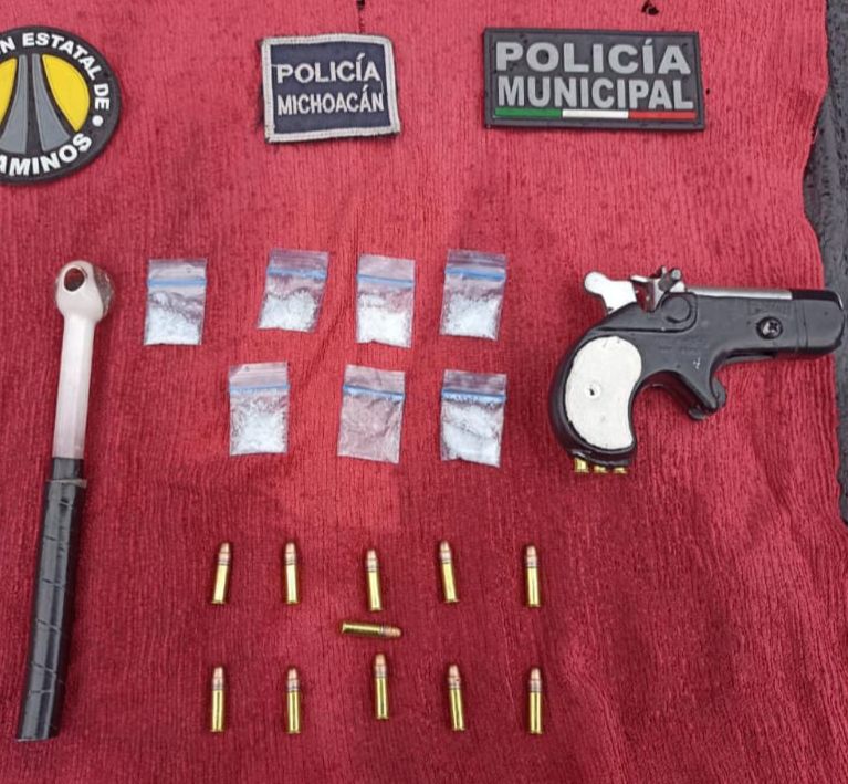 En Blindaje Zamora, SSP y Policía Municipal detienen a uno en posesión de arma de fuego y droga
