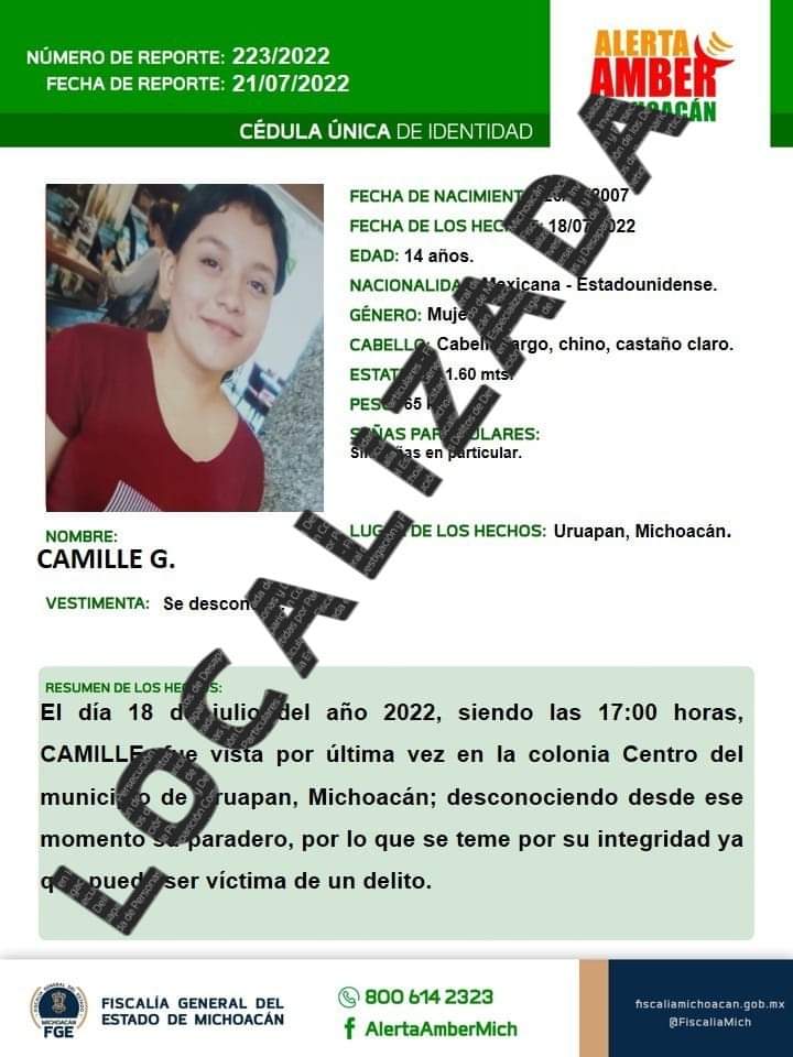 Localiza Fiscalía General a estudiante de 14 años, víctima de secuestro virtual en Zamora