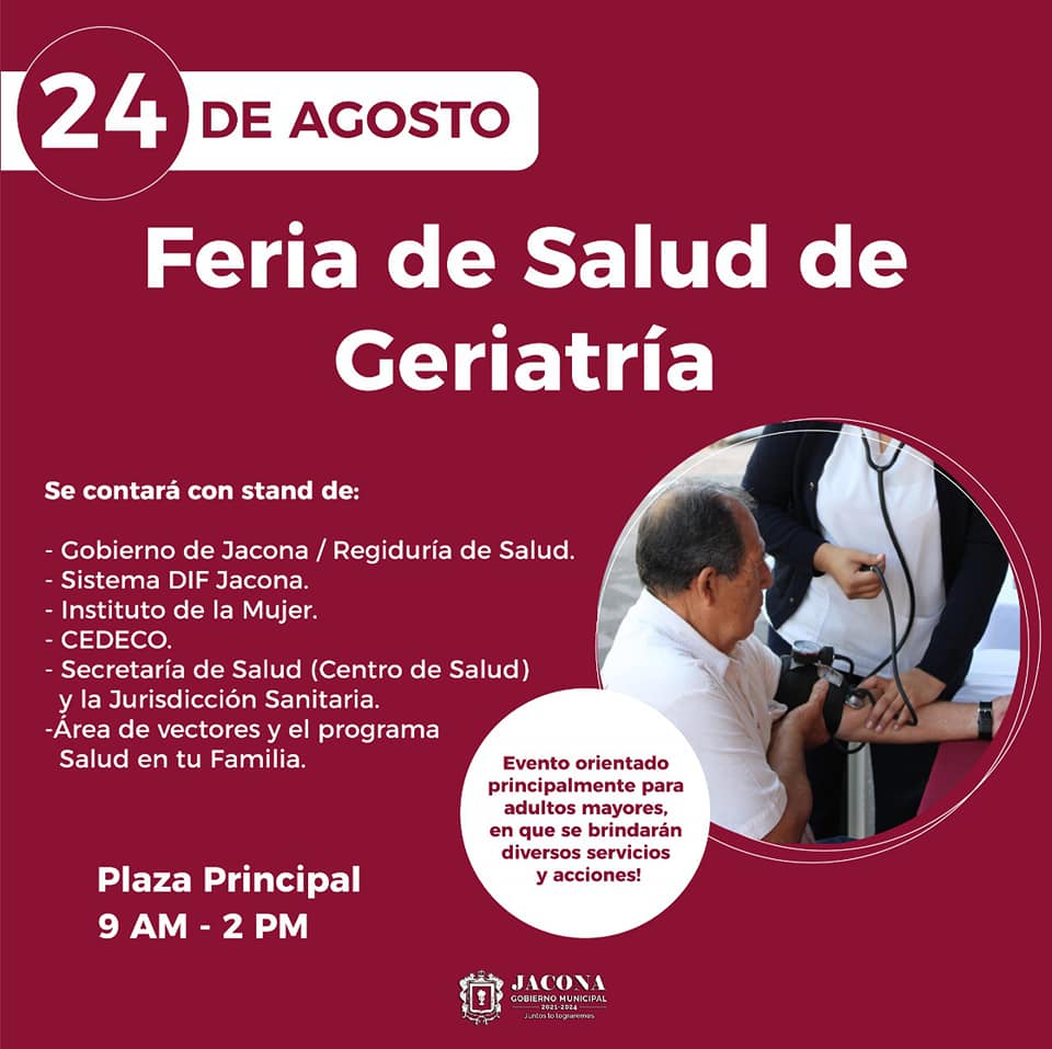 En Jacona realizarán próximo miércoles la Feria de la Salud de Geriatría