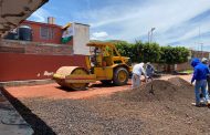 Construyen cancha de usos múltiples en escuela “Ricardo Flores Magón”