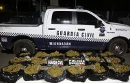 Tras operatividad en Jacona, Guardia Civil y Policía Municipal decomisan 20 kilos de marihuana y 68 dosis de metanfetamina; hay cuatro detenidos
