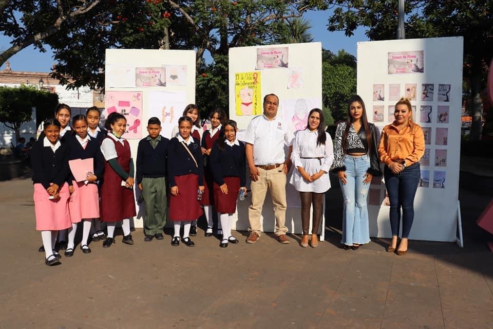 Autoridades de Jacona y estudiantes de la secundaria Francisco J Mújica participaron en actividades de prevención del Cáncer de Mama