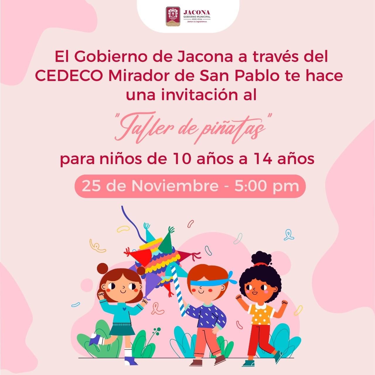 Gobierno de Jacona invita a los niños de 10 a 14 años a inscribirse en el taller de elaboración de piñatas