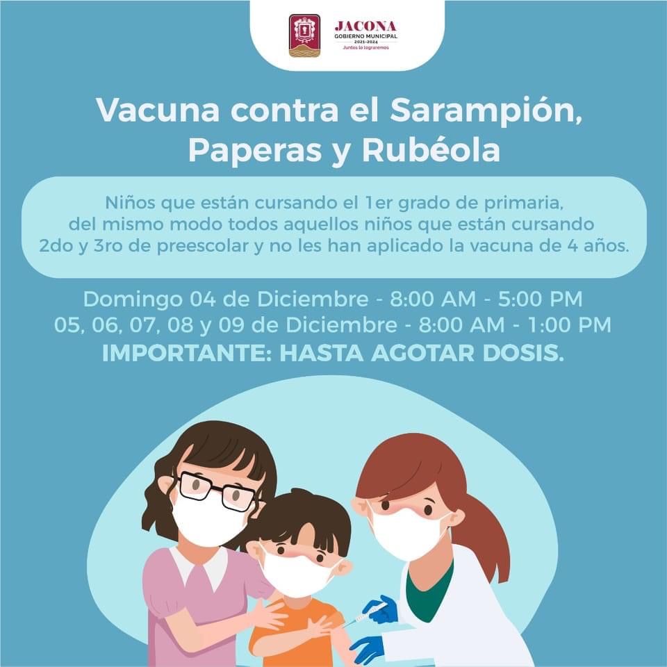 Invitan a vacunar a menores Contra Sarampión, Rubéola y Paperas en Jacona