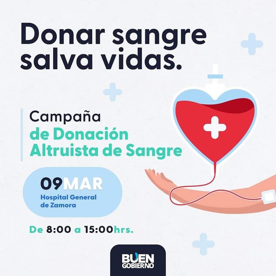 Realizarán “Campaña de Donación Altruista de Sangre” próximo 9 de marzo