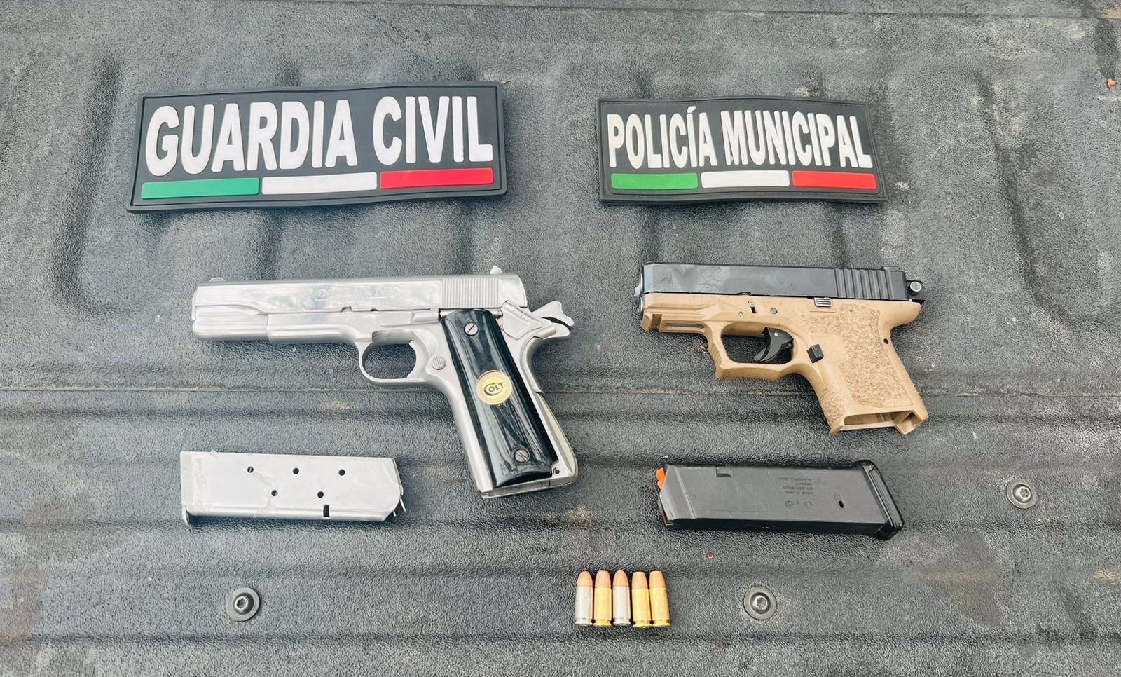 En Blindaje Zamora: SSP y Policía Municipal aseguran a dos en posesión de armas de fuego