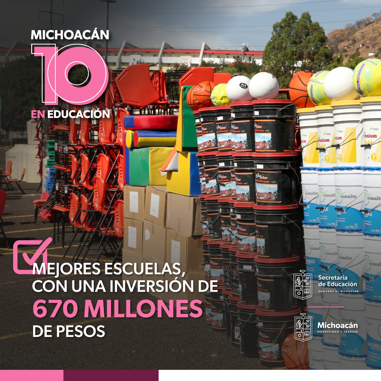 Invierte SEE 670 mdp para dignificar espacios educativos en Michoacán