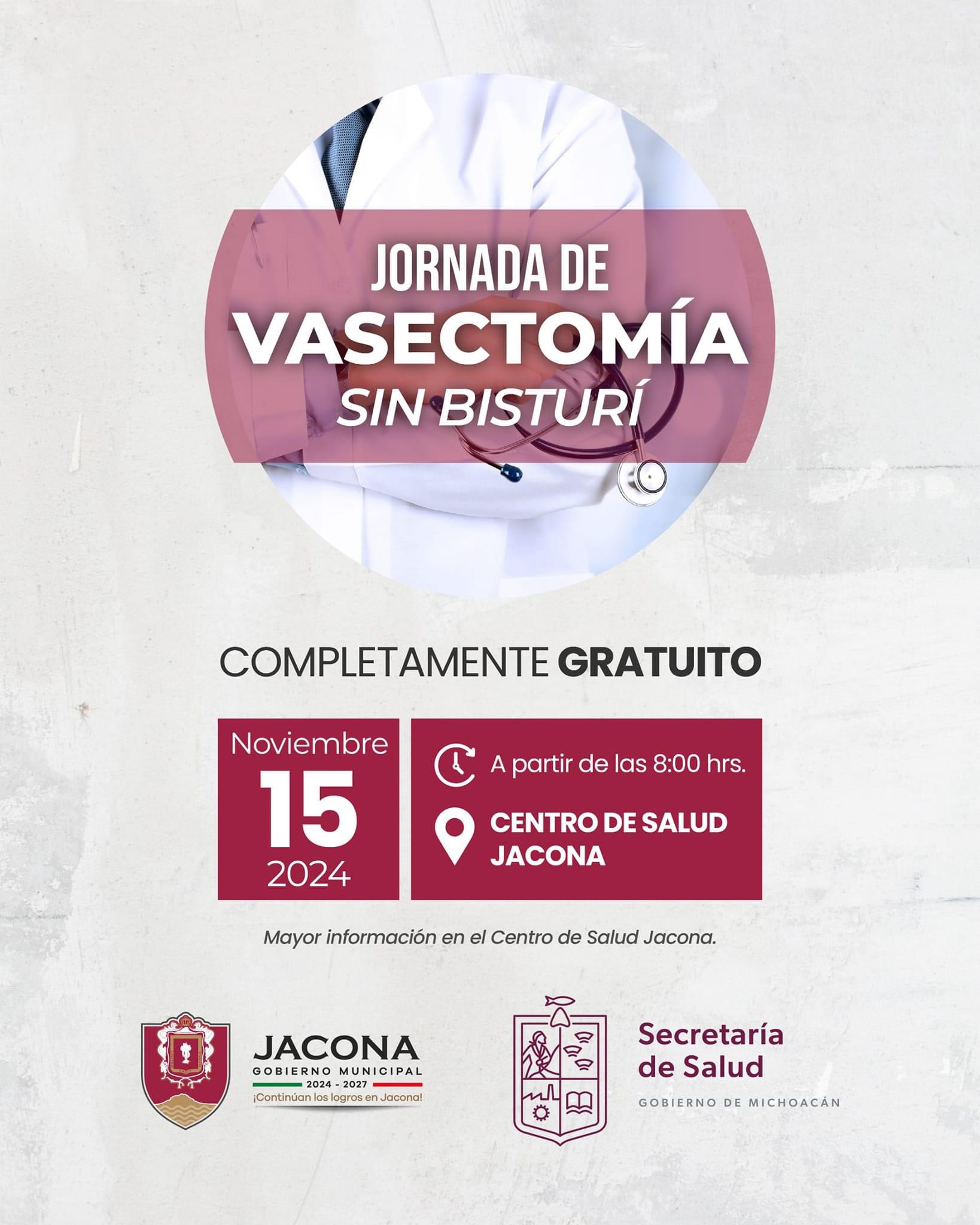 En Jacona realizarán jornada gratuita de vasectomias el próximo 15 de noviembre