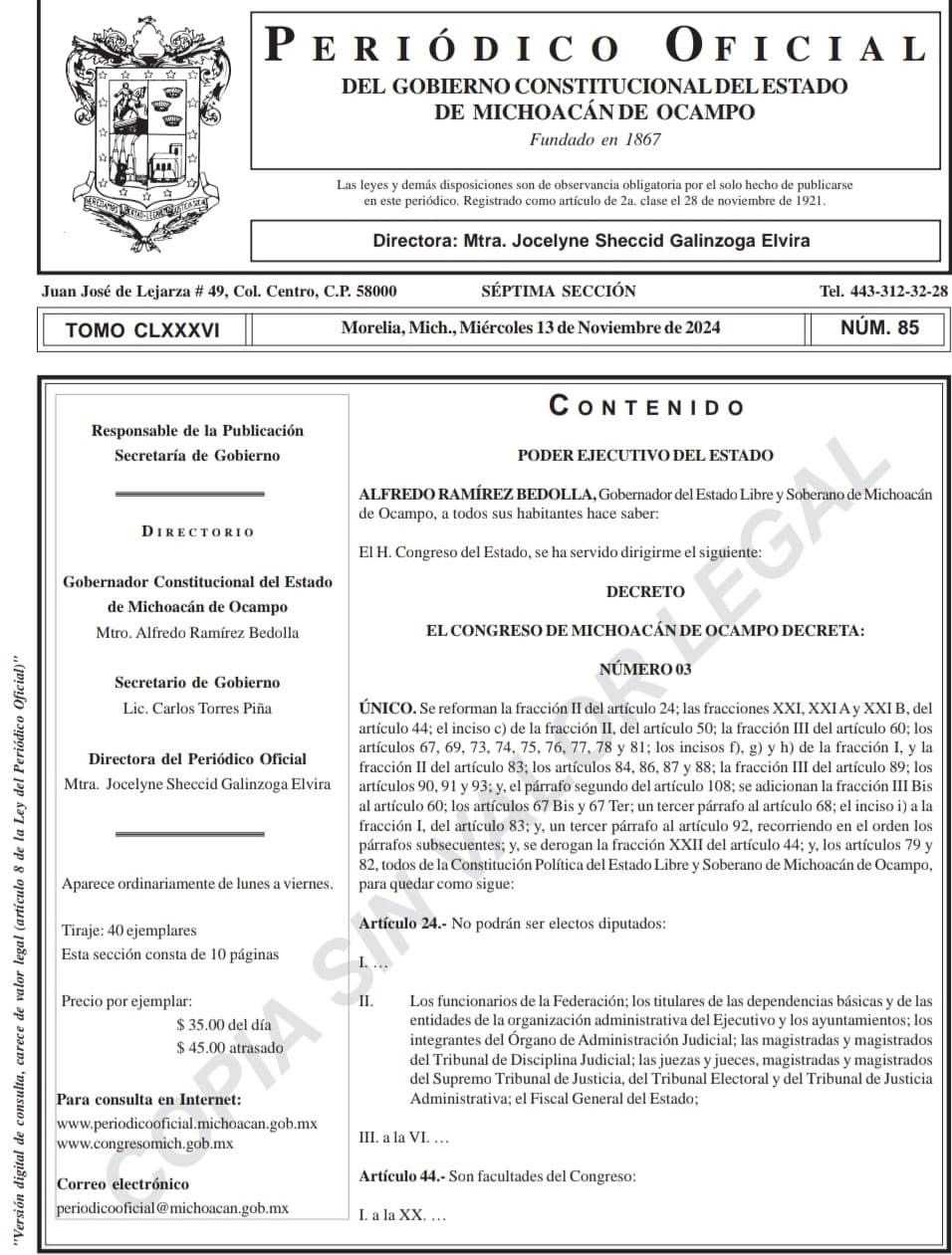 Tras publicación en el Periódico Oficial hoy entró en vigor reforma al Poder Judicial