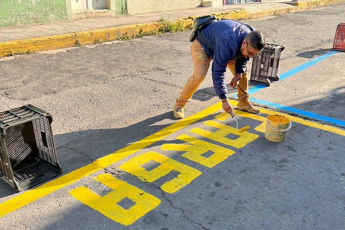 Delimitan Zonas de Carga y Descarga y de Acceso para Personas con Discapacidad en el Mercado El Carmen