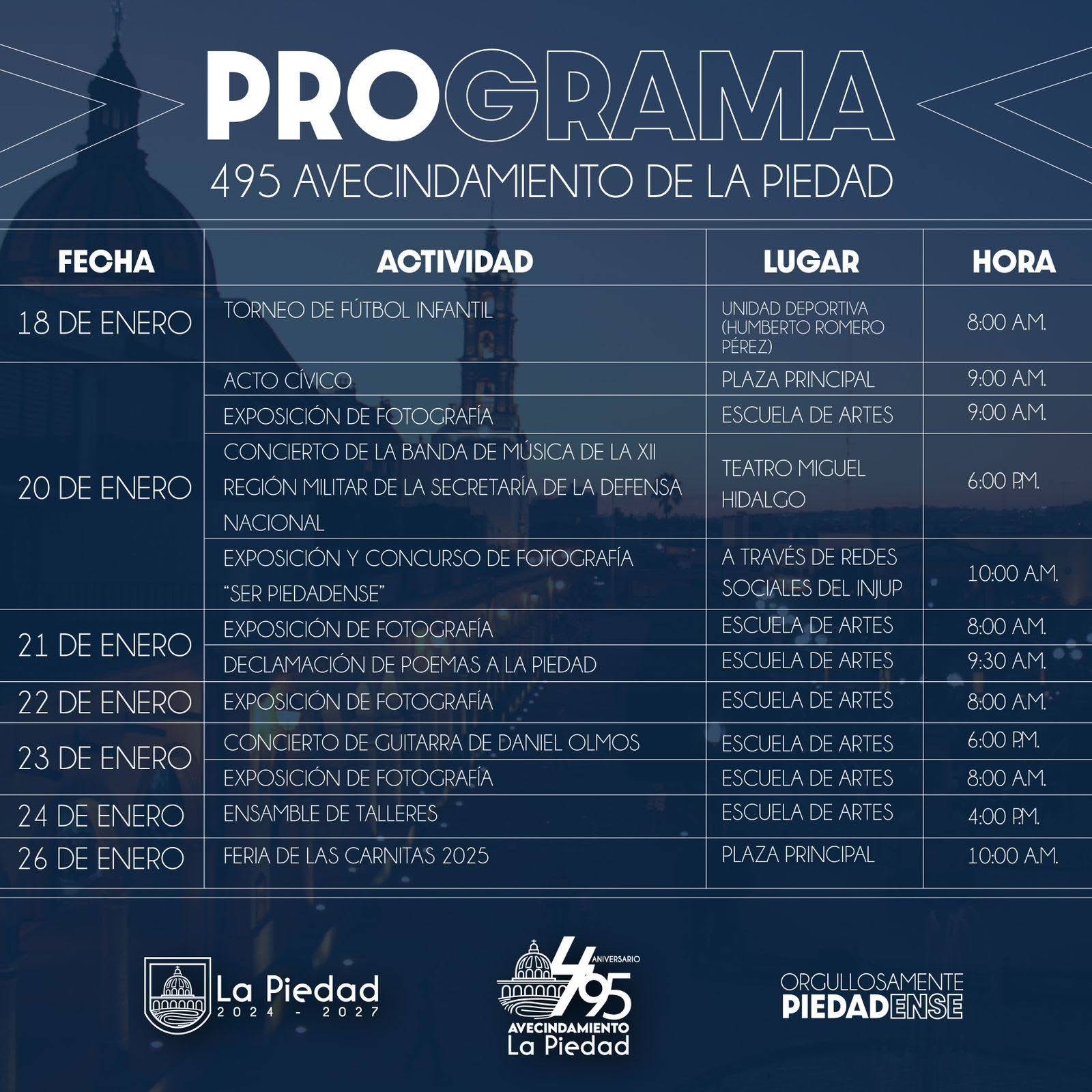 ALISTAN TODO PARA EL 495 ANIVERSARIODEL AVECINDAMIENTO DE LA PIEDAD
