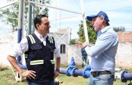 Carlos Soto supervisa trabajos de mantenimiento en tanque elevado del fraccionamiento Miguel Hidalgo