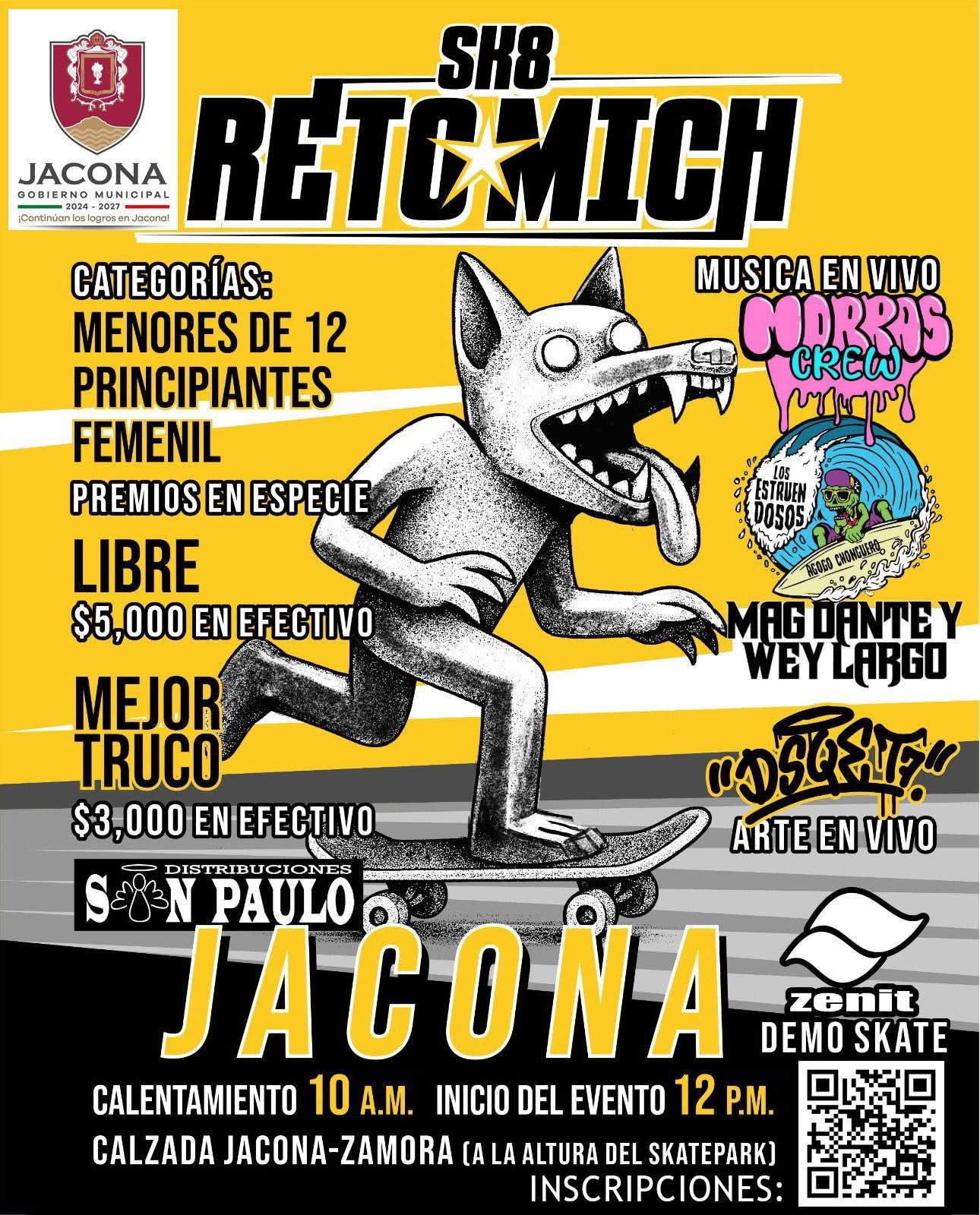 Gobierno de Jacona apoya evento de skate “Reto Mich”