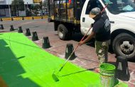 Refuerzan ciclovía en Glorieta 5 de Mayo con labores de balizamiento