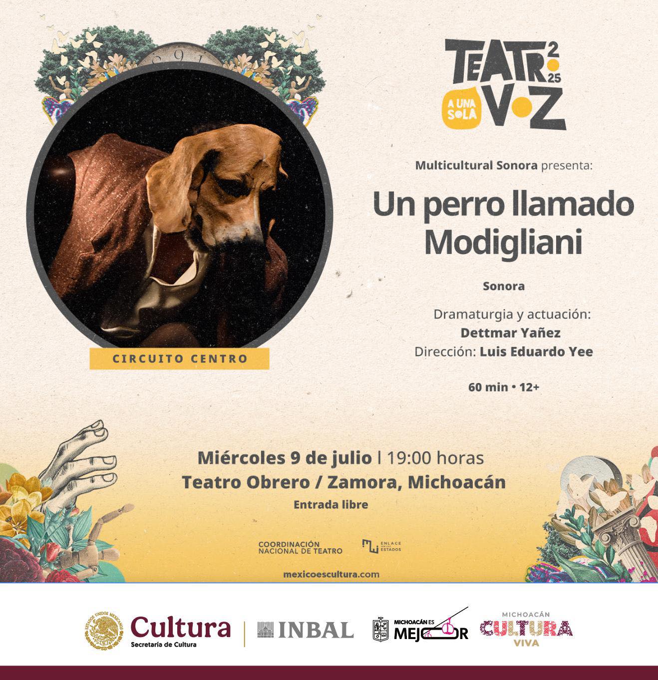 Festival de Monólogos presenta en Zamora “Un perro llamado Modigliani”