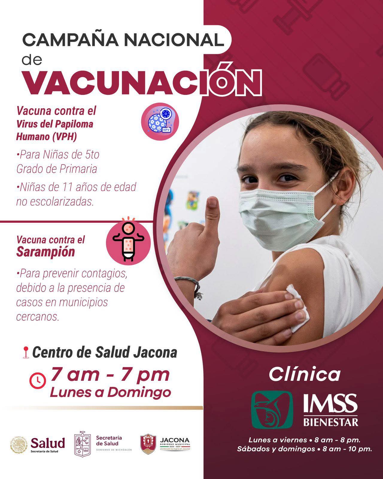 Gobierno de Jacona y Secretaria de Salud invitan a la Campaña Nacional de Vacunación