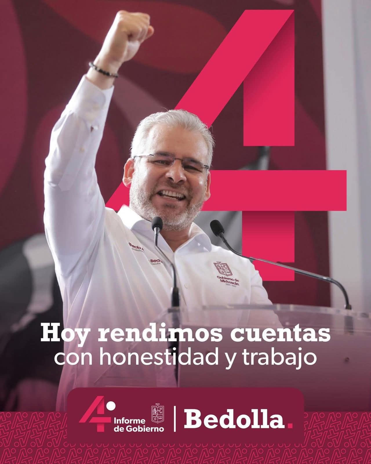 Bedolla rendirá 4.° Informe de Gobierno ante el Congreso; destacará logros en obra pública e infraestructura